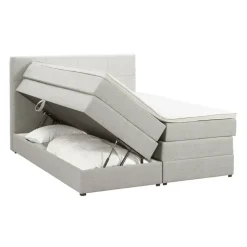 Boxspring met opbergruimte Liv geblokt - ecru - 160x200 cm