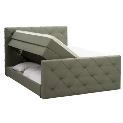 Boxspring met opbergruimte en voetbord Liv geruit - groen - 180x200cm