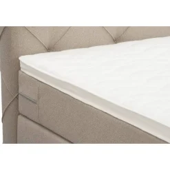 Boxspring met opbergruimte en voetbord Liv geruit - beige - 140x200cm