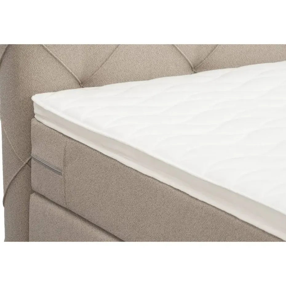 Boxspring met opbergruimte en voetbord Liv geruit - beige - 140x200cm