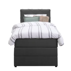 Boxspring met opbergruimte Liv geruit - antraciet - 90x200 cm