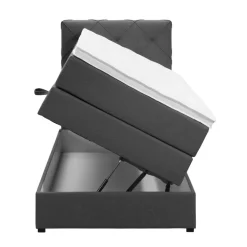 Boxspring met opbergruimte Liv geruit - antraciet - 90x200 cm