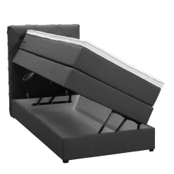 Boxspring met opbergruimte Liv geruit - antraciet - 90x200 cm