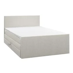 Boxspring met opbergruimte en voetbord Liv egaal - ecru - 180x200cm