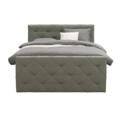 Boxspring met opbergruimte en voetbord Liv geruit - groen - 140x200cm