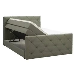 Boxspring met opbergruimte en voetbord Liv geruit - groen - 140x200cm