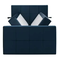 Boxspring met opbergruimte en voetbord Liv geblokt - blauw - 120x200cm