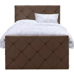 Boxspring met opbergruimte en voetbord Liv geruit - bruin - 120x200cm