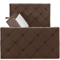 Boxspring met opbergruimte en voetbord Liv geruit - bruin - 120x200cm