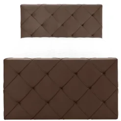 Boxspring met opbergruimte en voetbord Liv geruit - bruin - 120x200cm