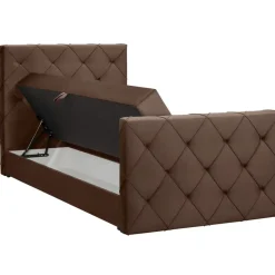 Boxspring met opbergruimte en voetbord Liv geruit - bruin - 120x200cm