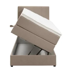 Boxspring met opbergruimte Liv geblokt - beige - 90x200 cm