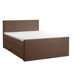 Boxspring met opbergruimte en voetbord Liv egaal - bruin - 140x200cm