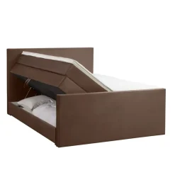 Boxspring met opbergruimte en voetbord Liv egaal - bruin - 140x200cm