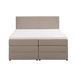 Boxspring met opbergruimte Liv geblokt - beige - 160x200 cm