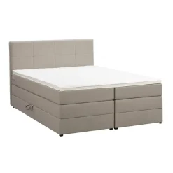 Boxspring met opbergruimte Liv geblokt - beige - 160x200 cm