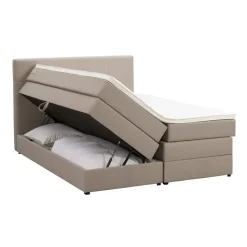Boxspring met opbergruimte Liv geblokt - beige - 160x200 cm