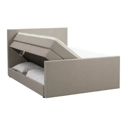 Boxspring met opbergruimte en voetbord Liv egaal - beige - 160x200cm