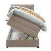 Boxspring met opbergruimte Liv geruit - beige - 90x200 cm