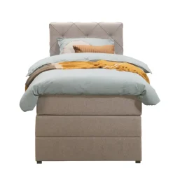 Boxspring met opbergruimte Liv geruit - beige - 90x200 cm