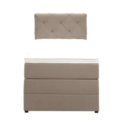 Boxspring met opbergruimte Liv geruit - beige - 90x200 cm