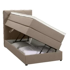Boxspring met opbergruimte Liv geruit - beige - 90x200 cm