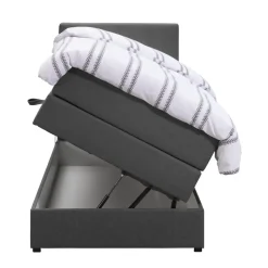 Boxspring met opbergruimte Liv geblokt - antraciet - 90x200 cm