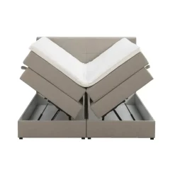 Boxspring met opbergruimte Liv geblokt - beige - 180x200 cm