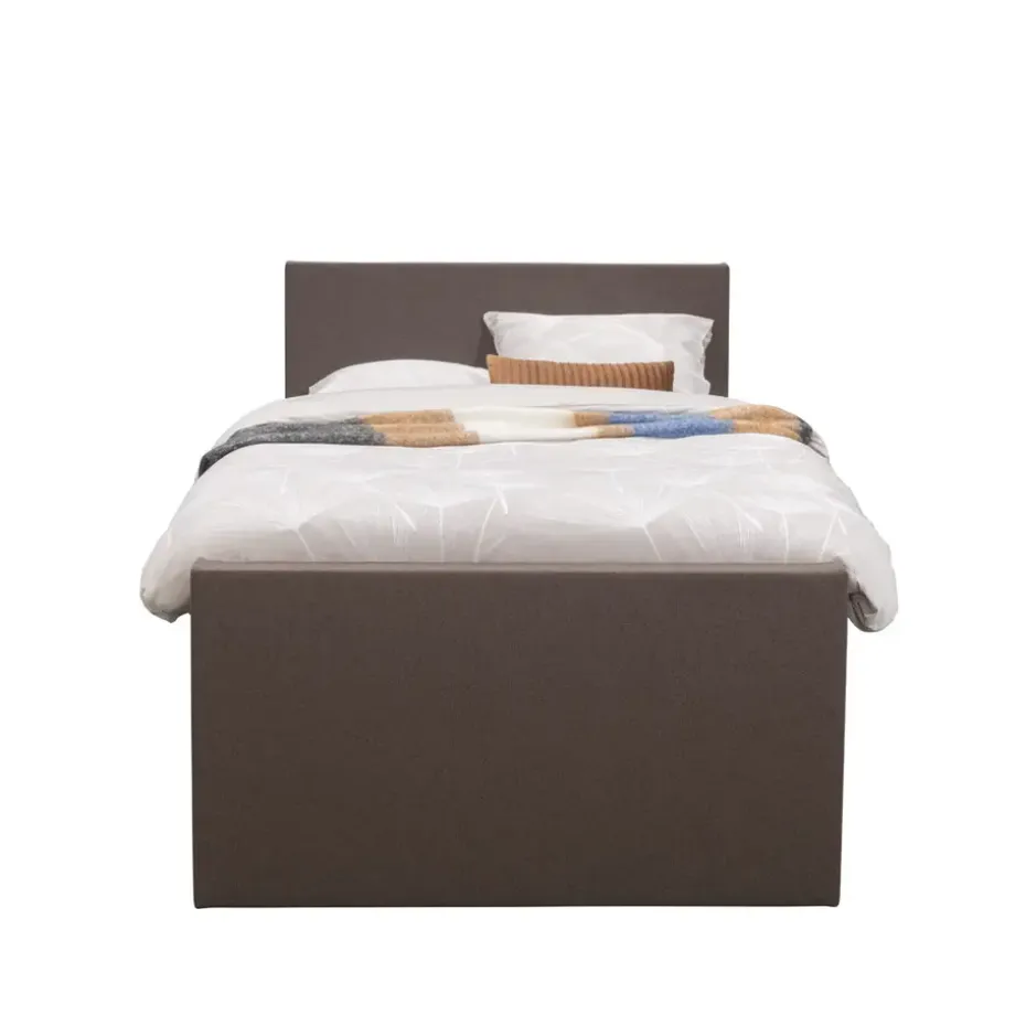 Boxspring met opbergruimte en voetbord Liv egaal - donkerbruin - 120x200cm