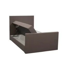 Boxspring met opbergruimte en voetbord Liv egaal - donkerbruin - 120x200cm