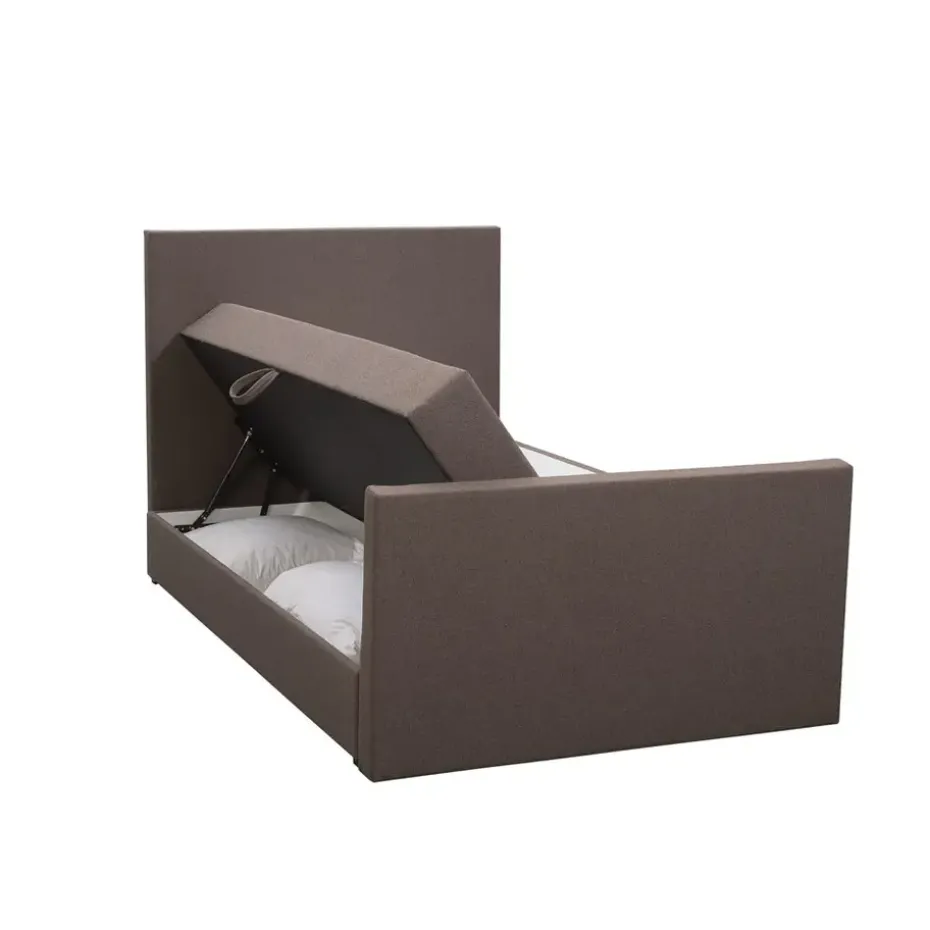 Boxspring met opbergruimte en voetbord Liv egaal - donkerbruin - 120x200cm