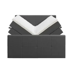 Boxspring met opbergruimte en voetbord Liv geblokt - antraciet - 180x200cm