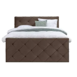Boxspring met opbergruimte en voetbord Liv geruit - bruin - 180x200cm