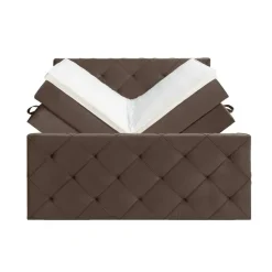 Boxspring met opbergruimte en voetbord Liv geruit - bruin - 180x200cm