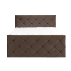 Boxspring met opbergruimte en voetbord Liv geruit - bruin - 180x200cm