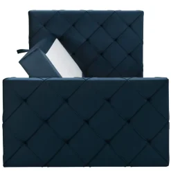 Boxspring met opbergruimte en voetbord Liv geruit - blauw - 120x200cm