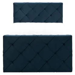 Boxspring met opbergruimte en voetbord Liv geruit - blauw - 120x200cm