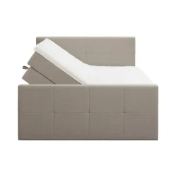 Boxspring met opbergruimte en voetbord Liv geblokt - beige - 160x200cm