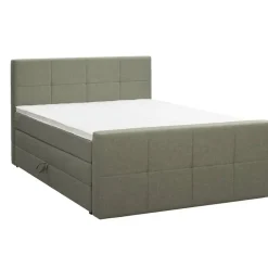 Boxspring met opbergruimte en voetbord Liv geblokt - groen - 180x200cm
