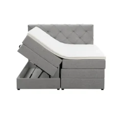 Boxspring met opbergruimte Liv geruit - lichtgrijs - 160x200 cm
