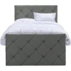 Boxspring met opbergruimte en voetbord Liv geruit - grijs - 120x200cm