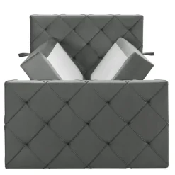 Boxspring met opbergruimte en voetbord Liv geruit - grijs - 120x200cm