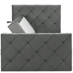 Boxspring met opbergruimte en voetbord Liv geruit - grijs - 120x200cm