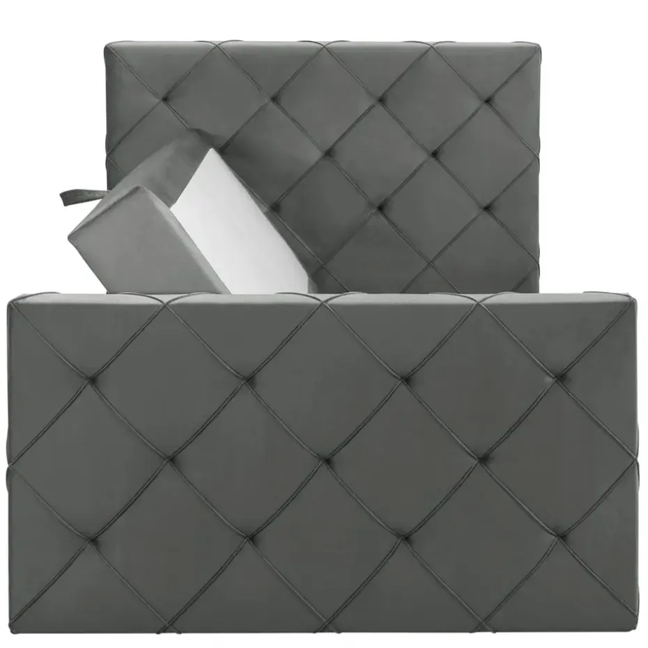 Boxspring met opbergruimte en voetbord Liv geruit - grijs - 120x200cm