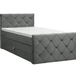 Boxspring met opbergruimte en voetbord Liv geruit - grijs - 120x200cm