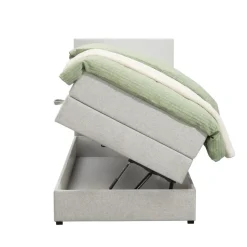 Boxspring met opbergruimte Liv egaal - ecru - 90x200 cm