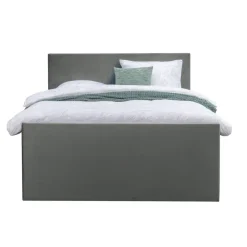Boxspring met opbergruimte en voetbord Liv egaal - grijs - 140x200cm