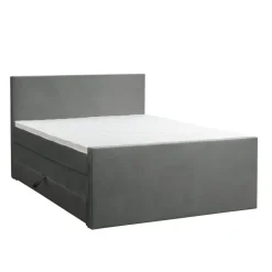 Boxspring met opbergruimte en voetbord Liv egaal - grijs - 140x200cm