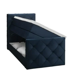 Boxspring met opbergruimte en voetbord Liv geruit - blauw - 90x200cm
