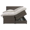 Boxspring met opbergruimte Liv geblokt - donkerbruin - 180x200 cm